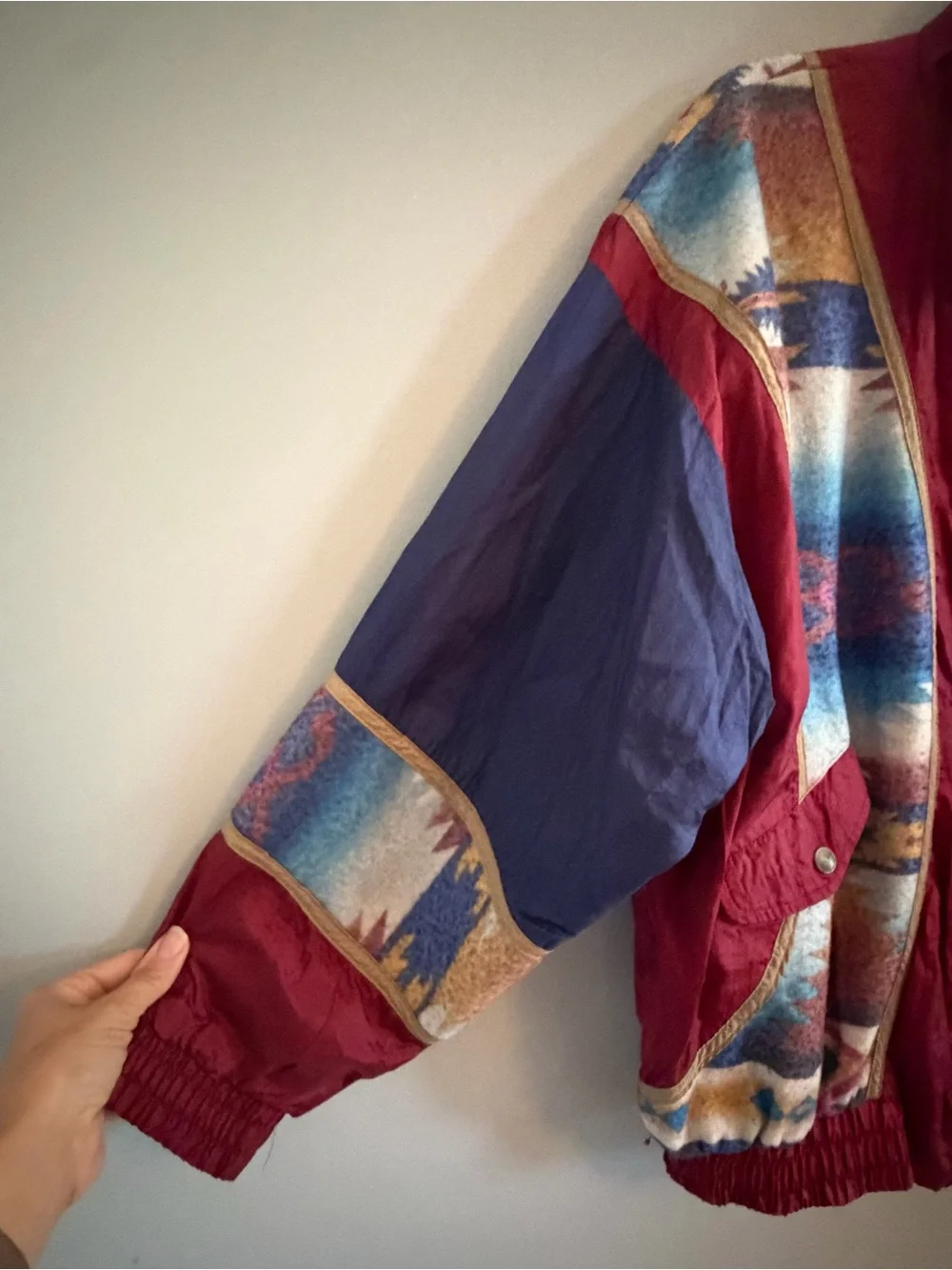 Vintage New York Classics Southwestern Fleece Trim Windbreaker Jacket Size Large